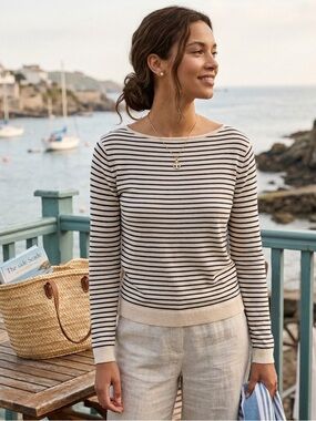 NEW Zara Cream Breton Boatneck Sweater Size XS (fits S)